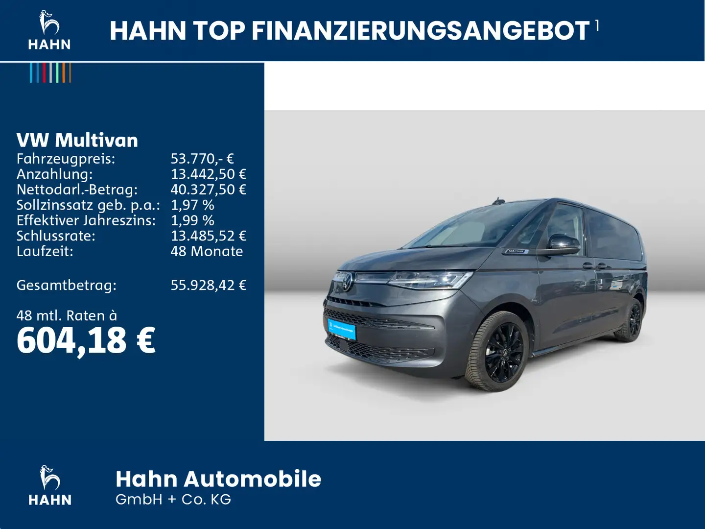 Volkswagen T7 Multivan Style 2,0TDI 110kW AHK GJR HUD NAV VIS Grau - 2