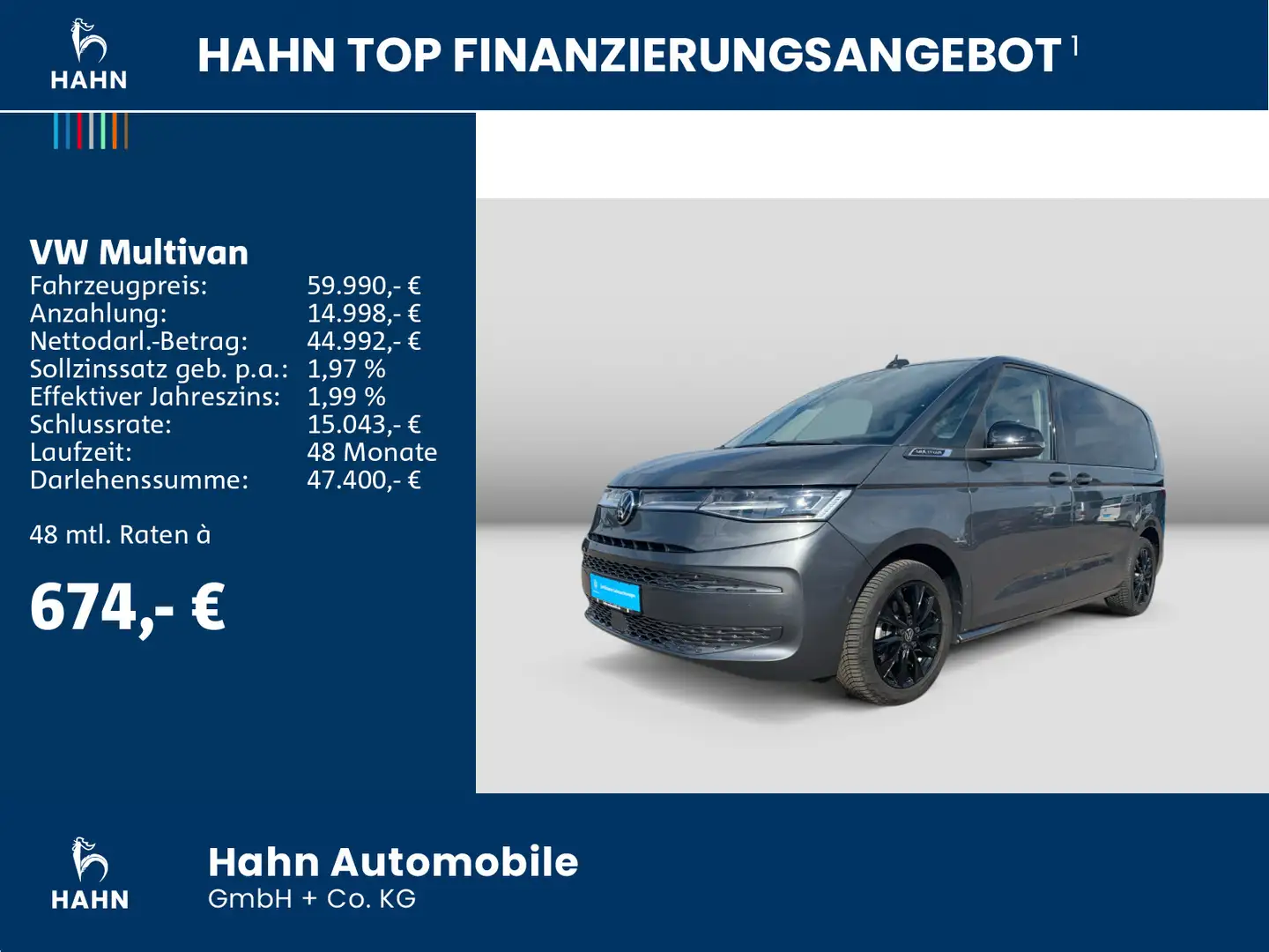 Volkswagen T7 Multivan Style 2,0TDI 110kW AHK GJR HUD NAV VIS Grau - 2