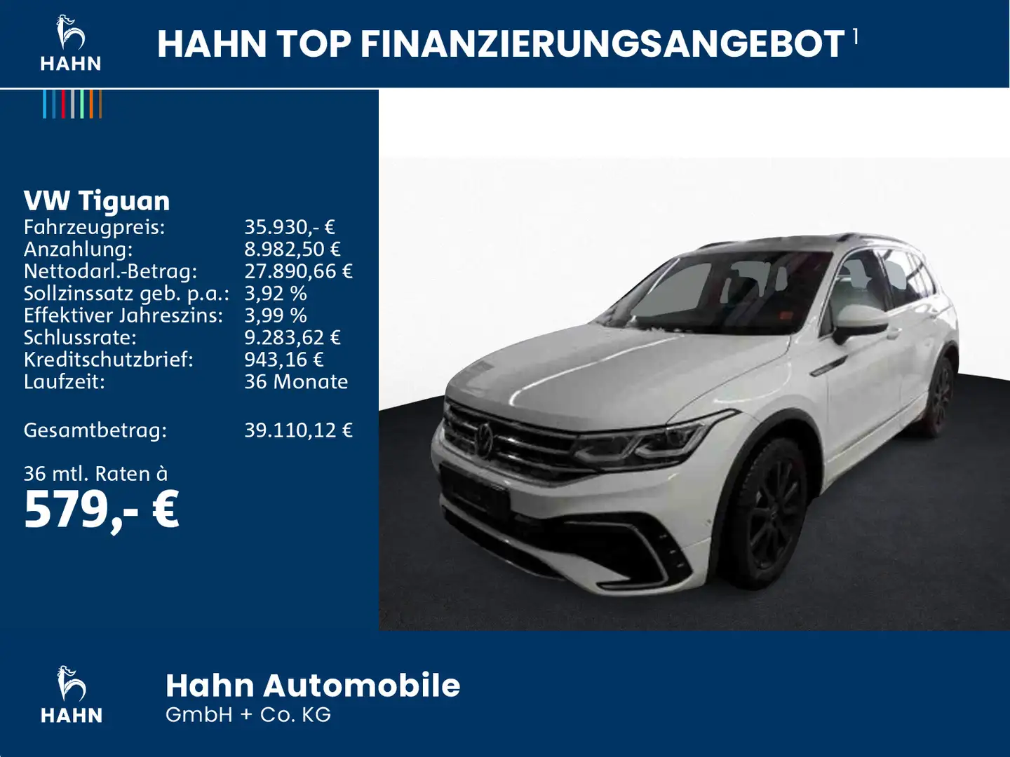 Volkswagen Tiguan 2.0TDI DSG 4Mo R-Line Matrix ACC Navi APP Weiß - 2
