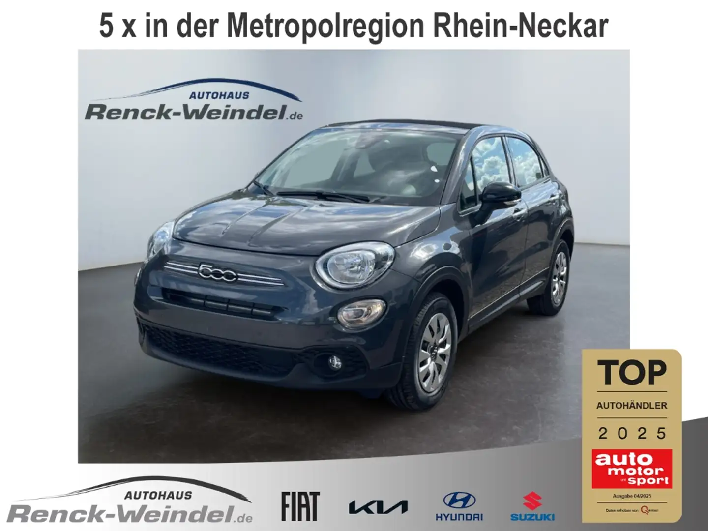 Fiat 500X Dolcevita Faltdach Navi Klimaautom Rückfahrkam. Ap Grau - 1