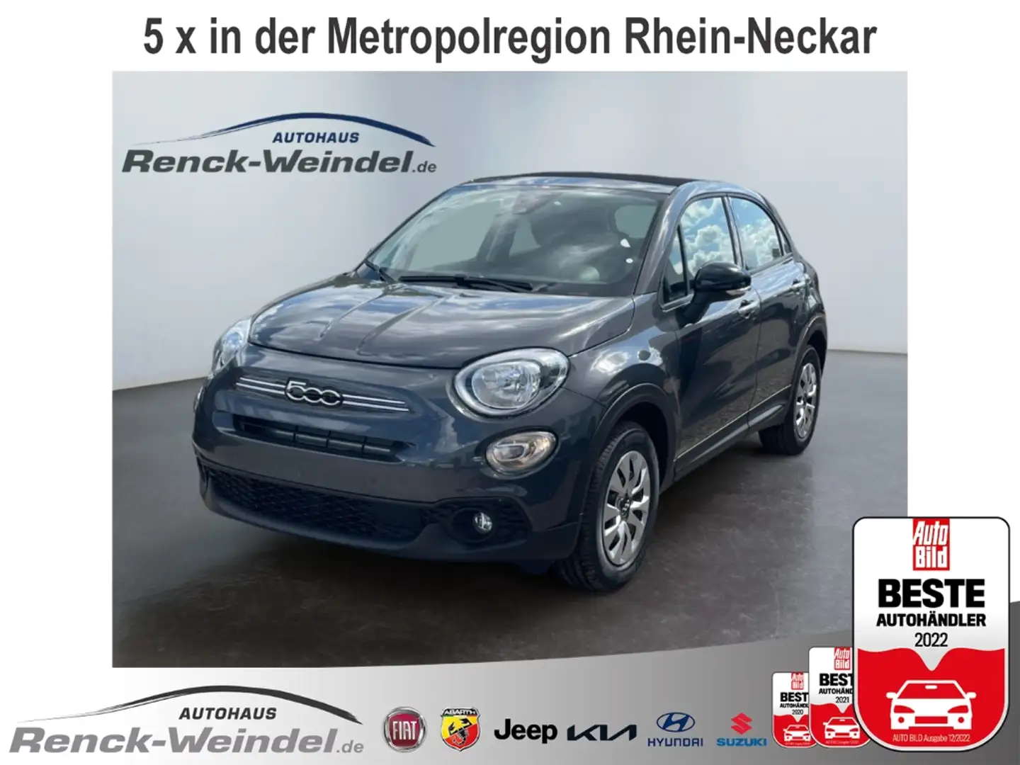 Fiat 500X Dolcevita Faltdach Navi Klimaautom Rückfahrkam. Ap Grau - 1
