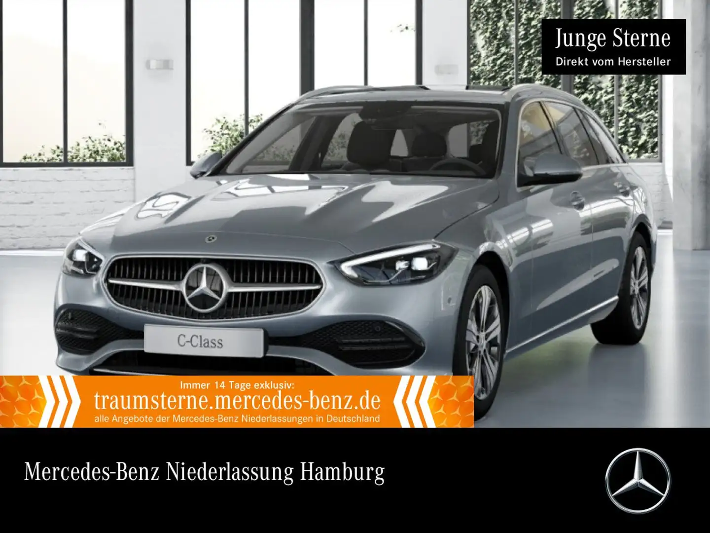 Mercedes-Benz C 300 e T AVANTG+PANO+360+LED+TOTW+KEYLESS+9G Silber - 1