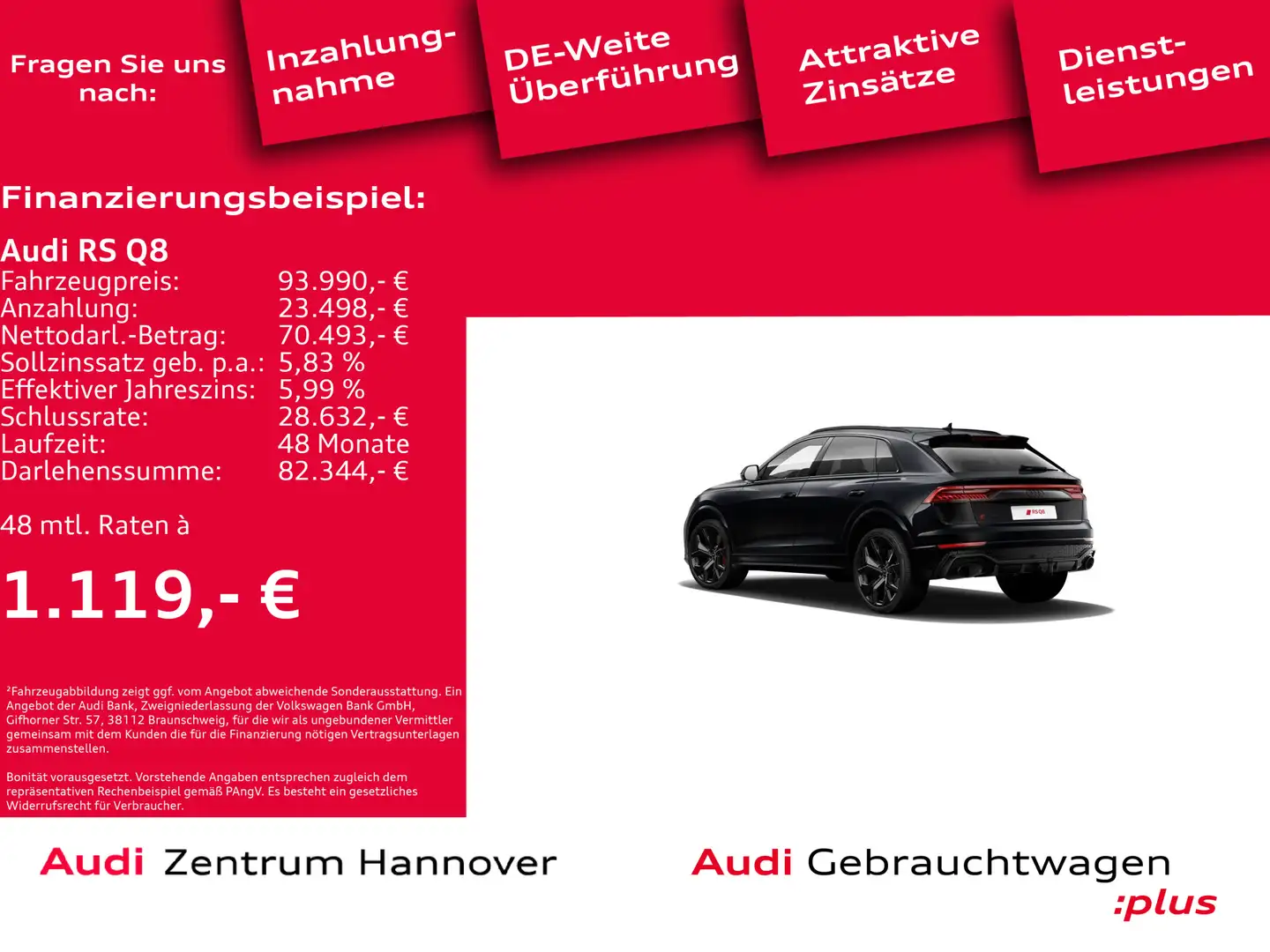 Audi RS Q8 RSQ8 4.0 TFSI qu. Head-Up Pano Standh. MAtrix AH Schwarz - 2