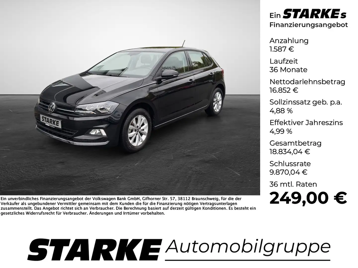 Volkswagen Polo 1.0 TSI Highline Schwarz - 1