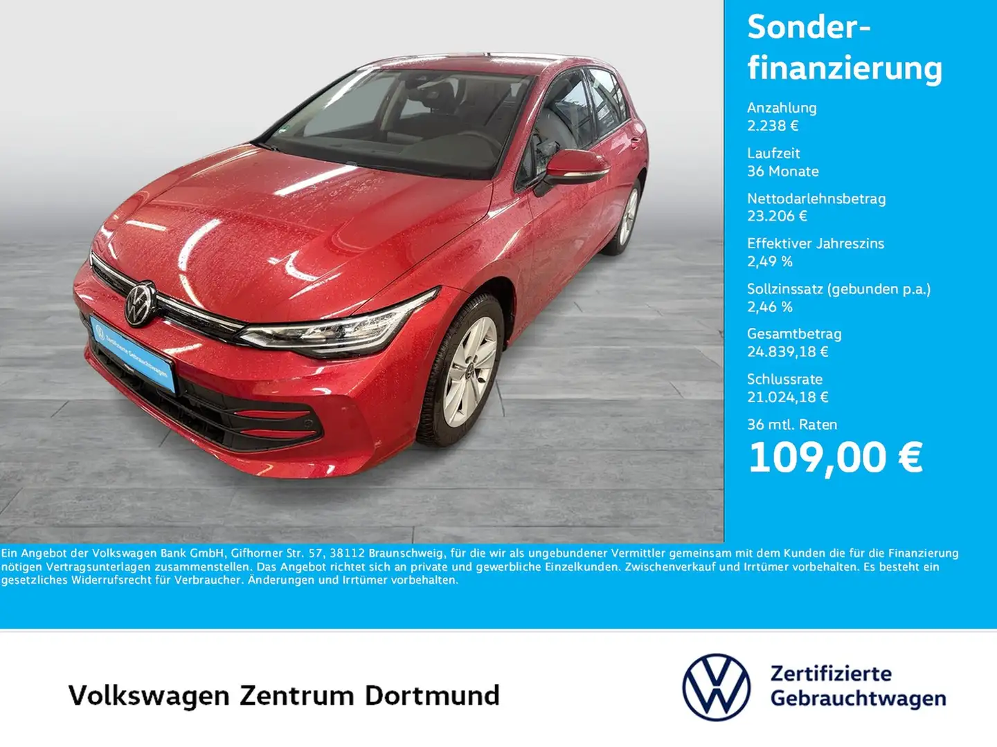 Volkswagen Golf VIII 1.5 eTSI LIFE FACELIFT CAM ACC CARPLAY Rojo - 1