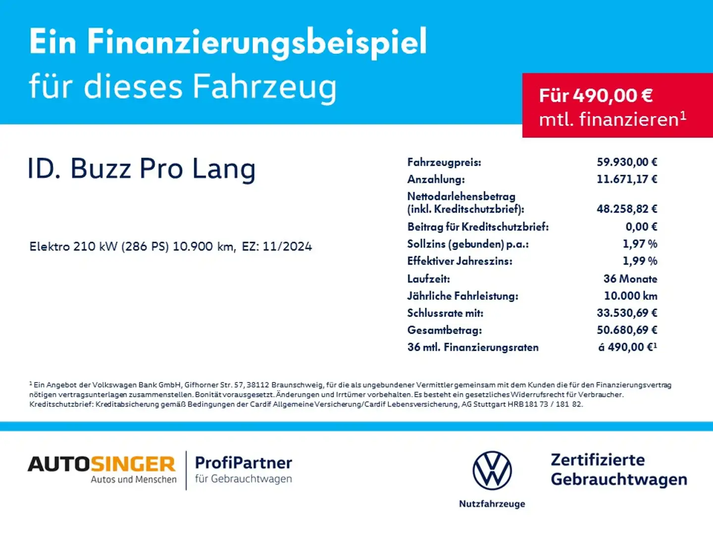 Volkswagen ID. Buzz ID.Buzz Pro Lang LR *IQ-L*AHK*ACC*360*NAVI*HdUp... Bleu - 2