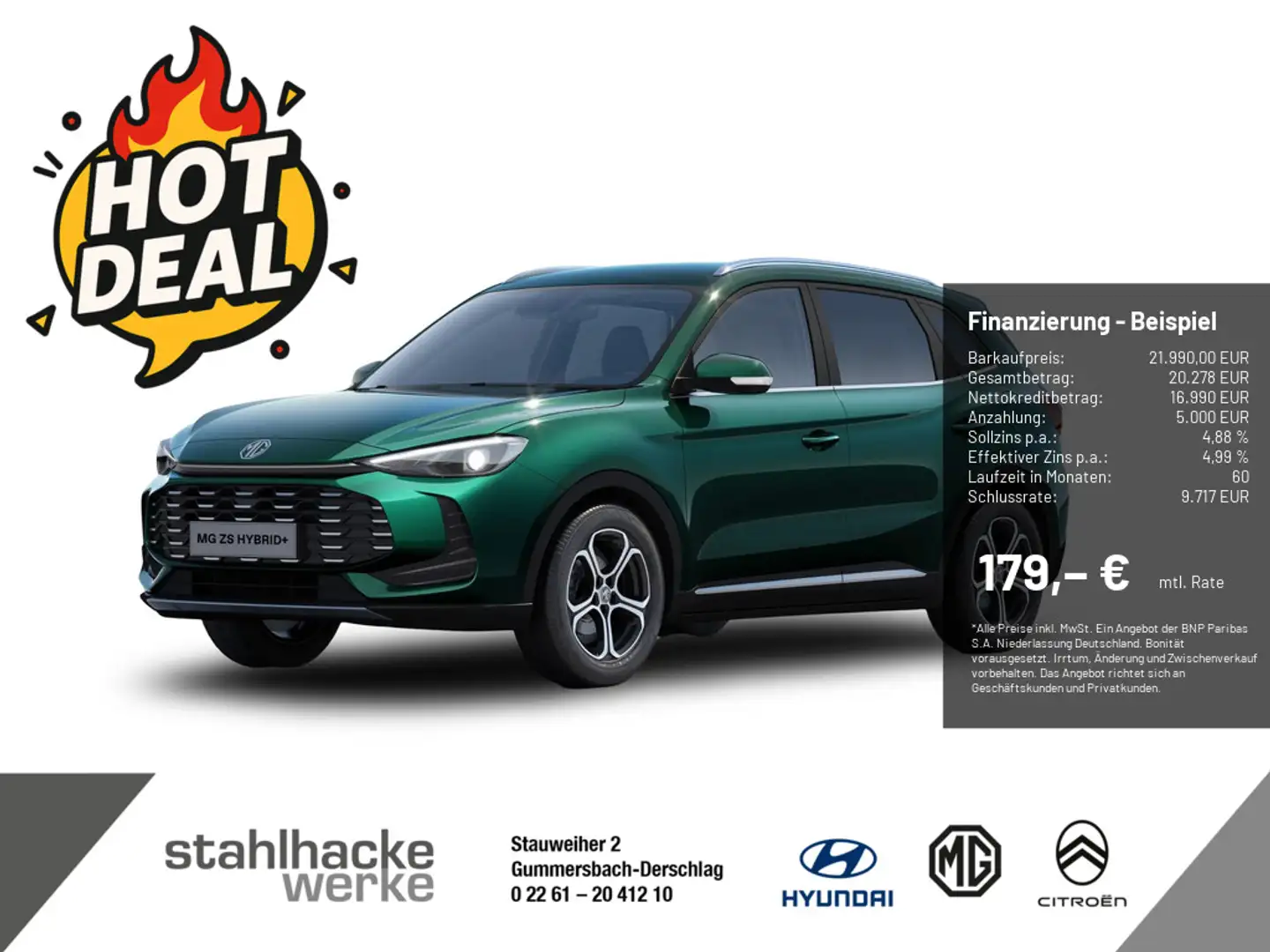 MG ZS Hybrid Comfort I Automatik I 197 PS I Preis nur gültig bei Finanzierung Grün - 1