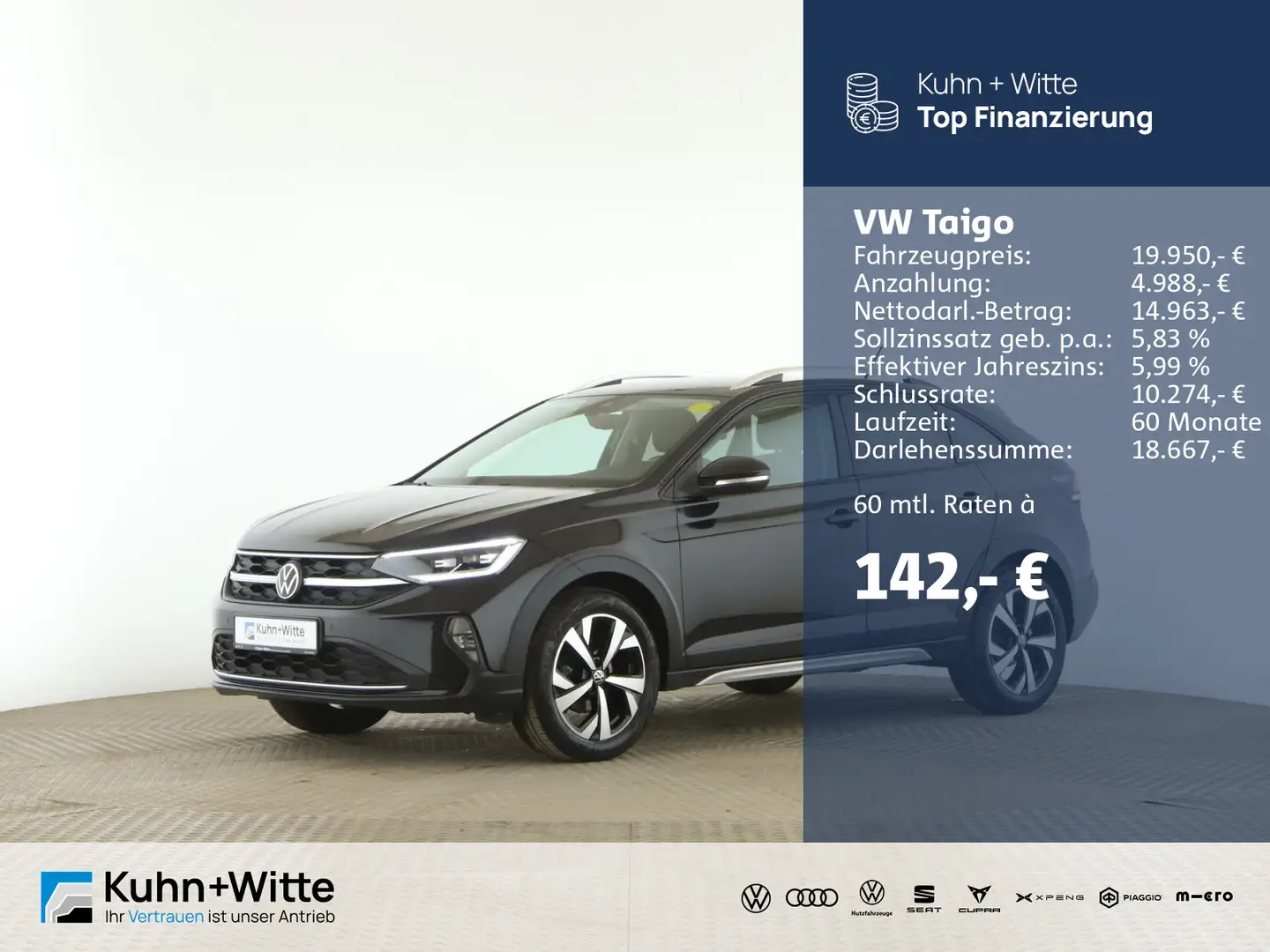 Volkswagen Taigo 1.0 TSI Style *IQ.Drive*ACC*RFK*SHZ*AppleC Noir - 1