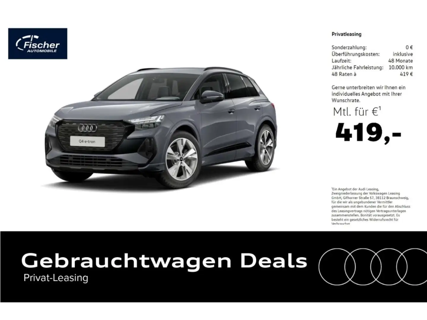 Audi Q4 e-tron 45 qu. S line Wärmepumpe/HUD/NAV/Matrix Grau - 1