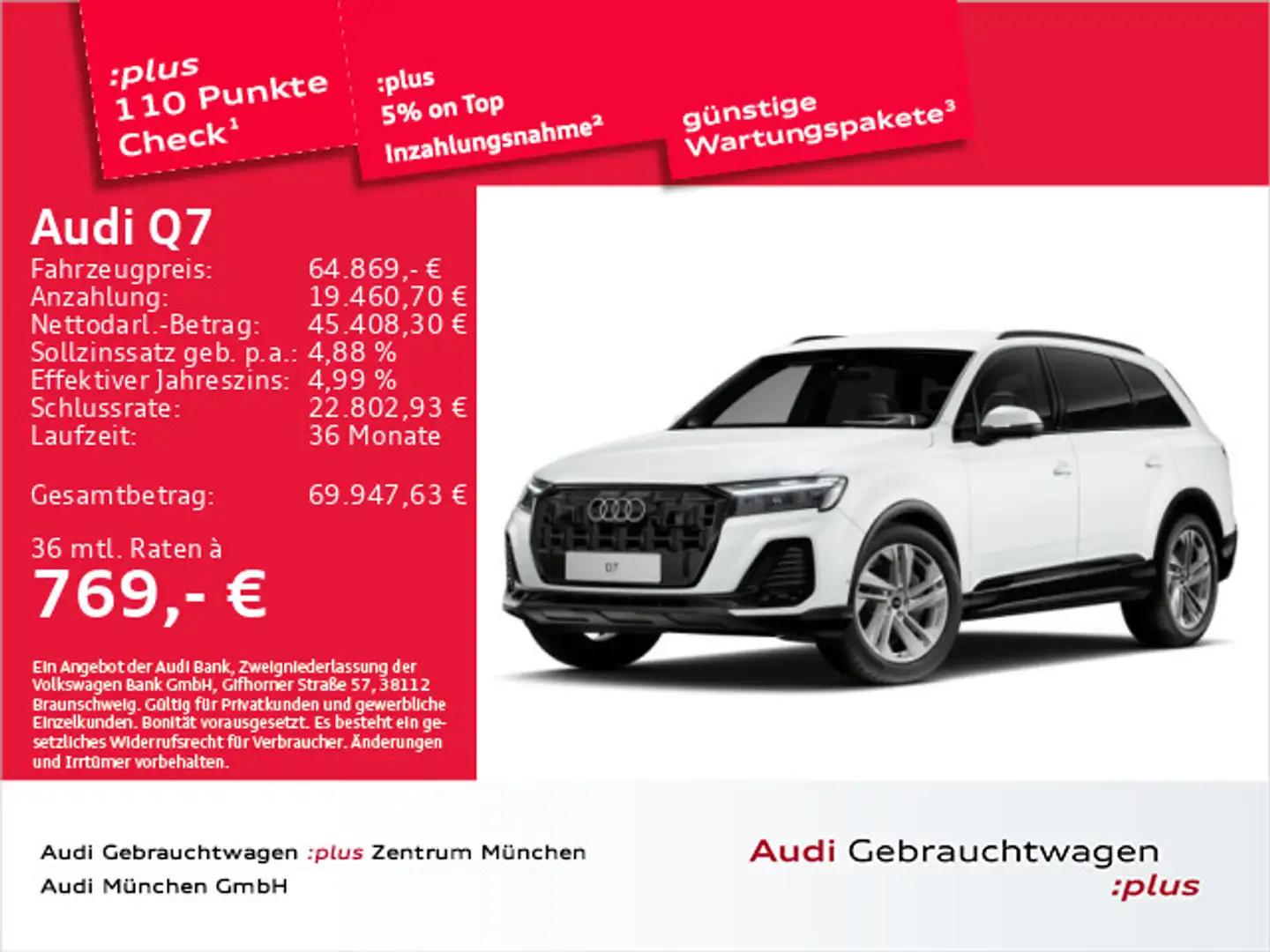 Audi Q7 45 TDI qu. AHK/7-Sitzer/Matrix Weiß - 1