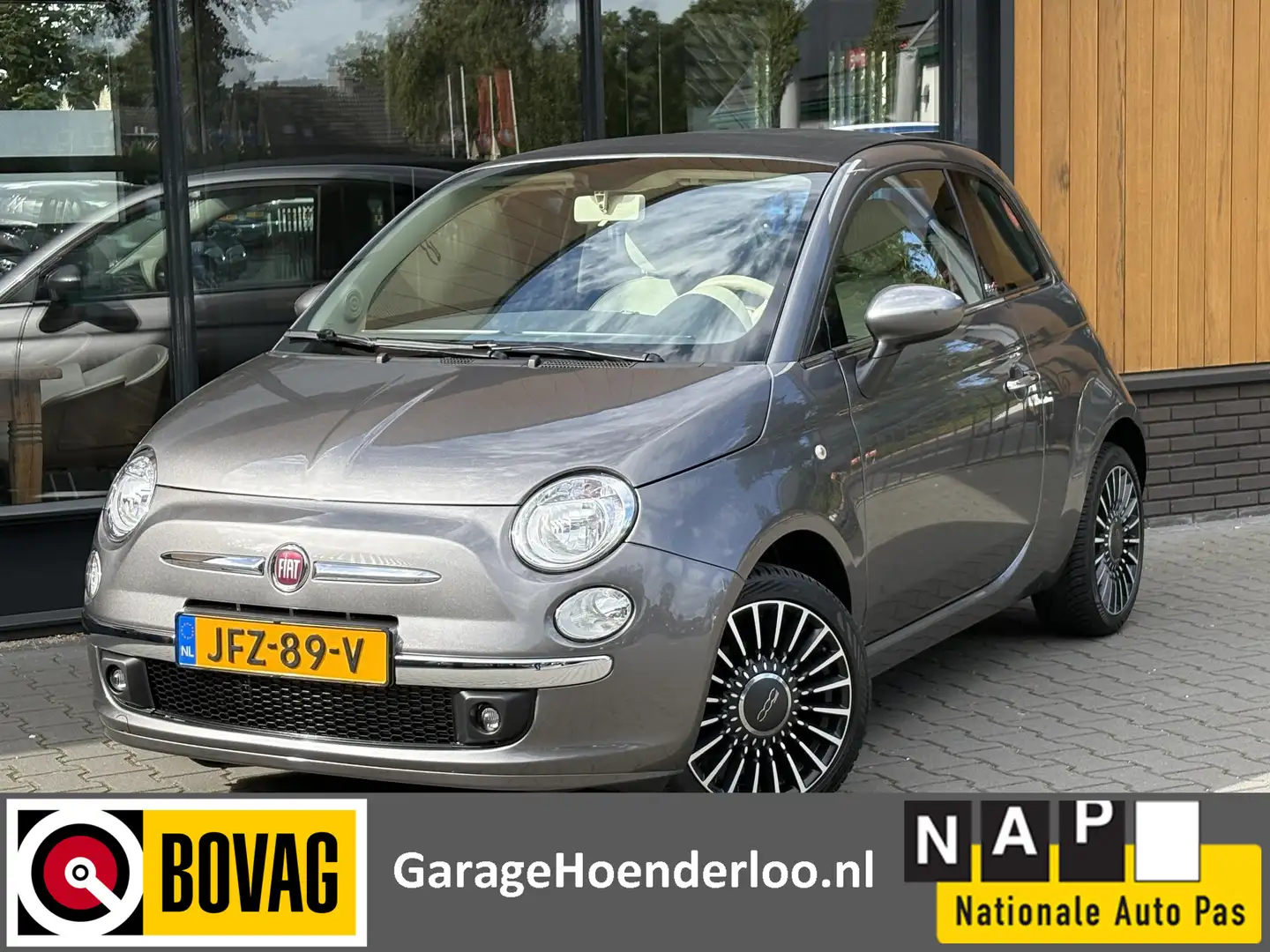 Fiat 500C 1.2 Lounge 16 inch, Parkeersensoren. Garantie Grijs - 1