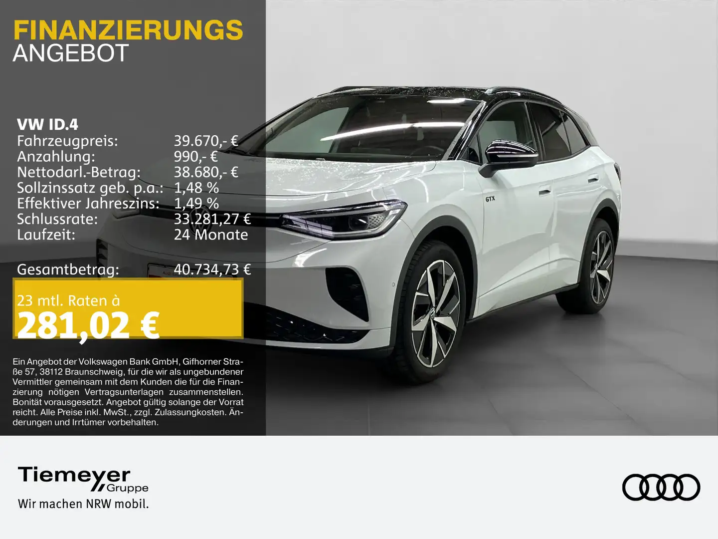 Volkswagen ID.4 GTX 4M AHK KAMERA NAVI WÄRMEPUMPE Weiß - 1