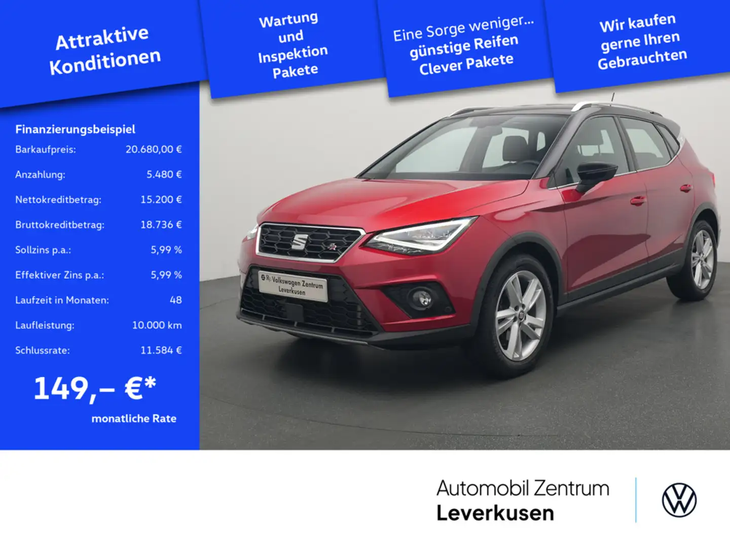 SEAT Arona FR Beats DSG AHK NAVI LED ACC KAM APP L Rot - 1