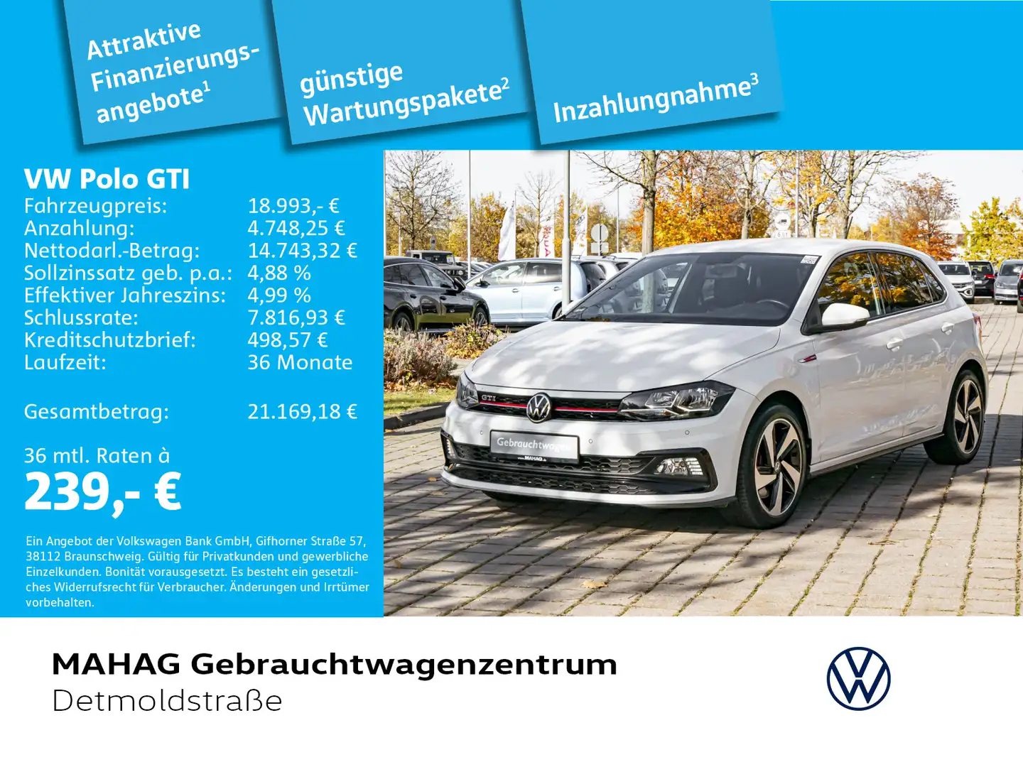 Volkswagen Polo GTI 2.0 TSI Navi ParkPilot AppConnect Alu17 Blanc - 1