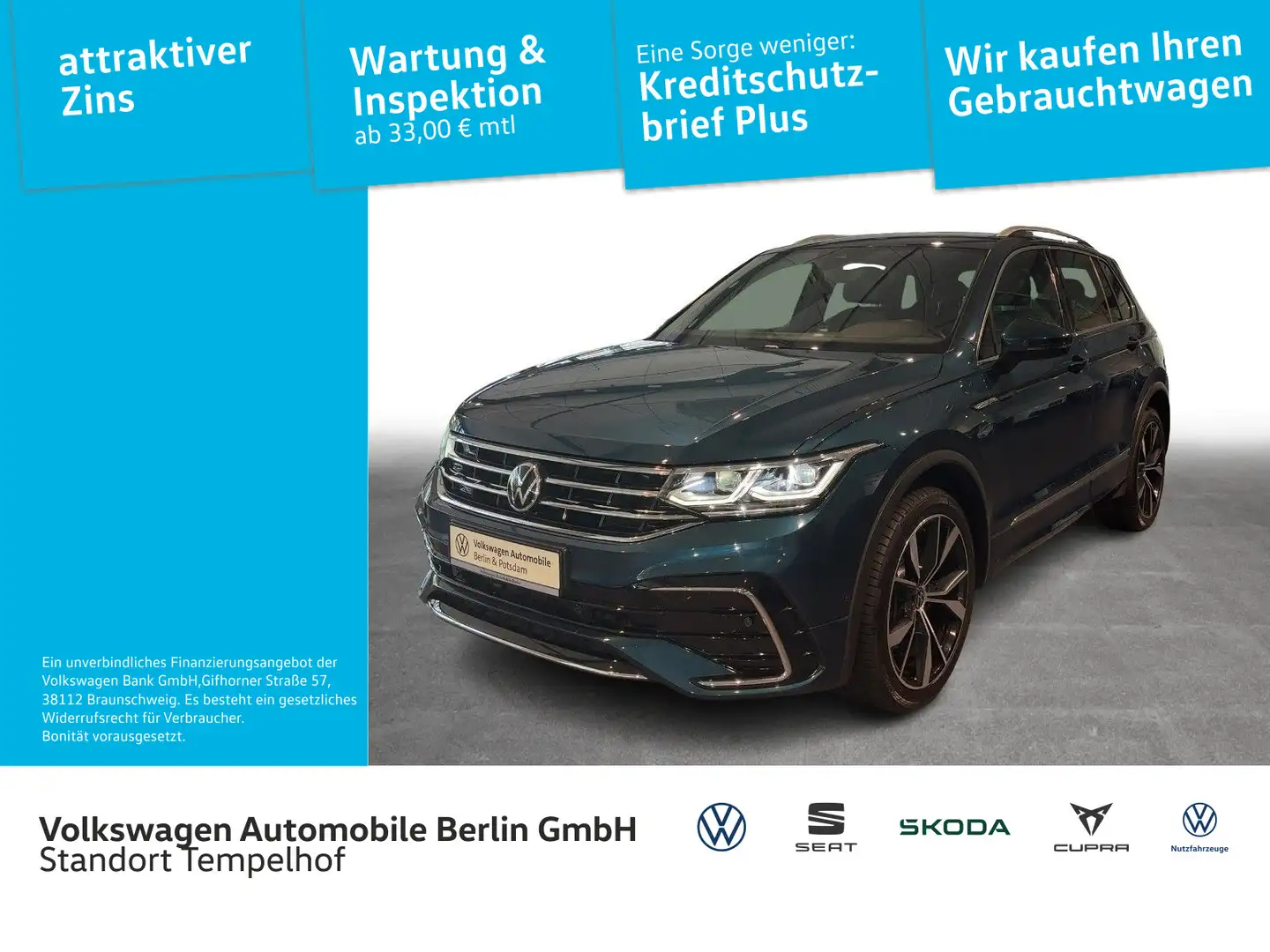 Volkswagen Tiguan 2.0TDI DSG R-Line 4x4 NAVI AHK MATRIX-LED Blau - 1