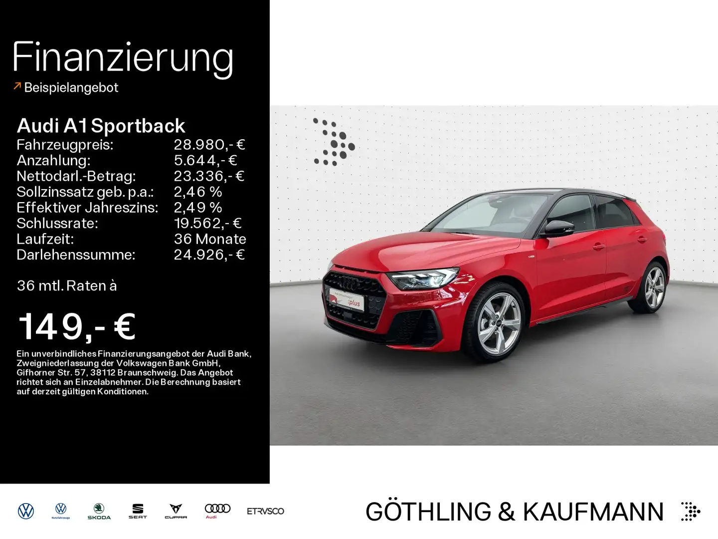 Audi A1 30 TFSI 2x S line edition S tro*Son Rot - 1