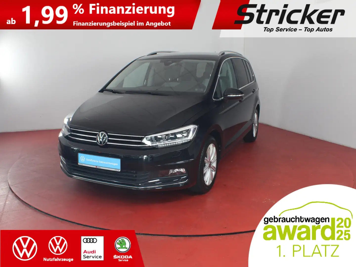 Volkswagen Touran Highline 2.0TDI DSG 296,-ohne Anzahlung AHK 7-Sit Schwarz - 2