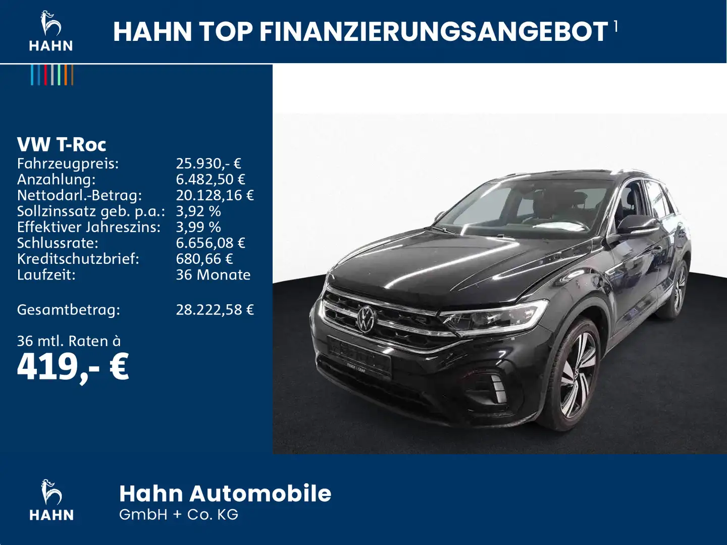 Volkswagen T-Roc 1.5TSI R-Line LED ACC Parklenk Sitzhzg APP Schwarz - 2