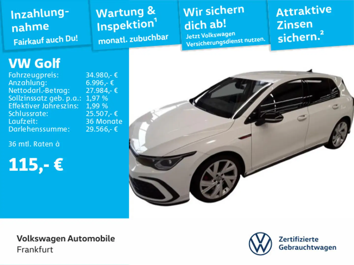 Volkswagen Golf GTI Golf VIII 2.0 TSI DSG GTI Navi LEDPlus DAB+ Fron Weiß - 1