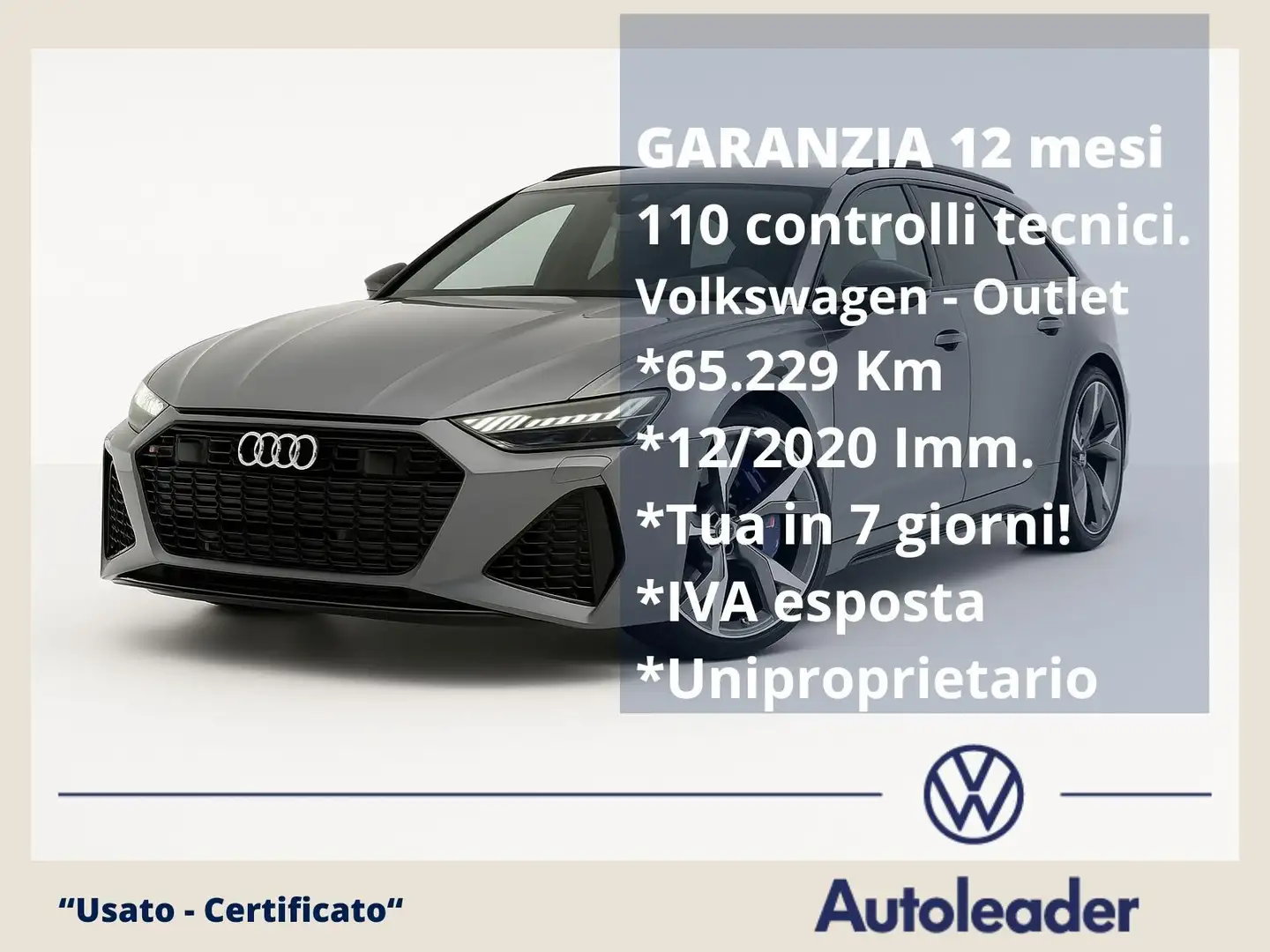 Audi RS6 Avant SOLO 65mila km Grigio - 1