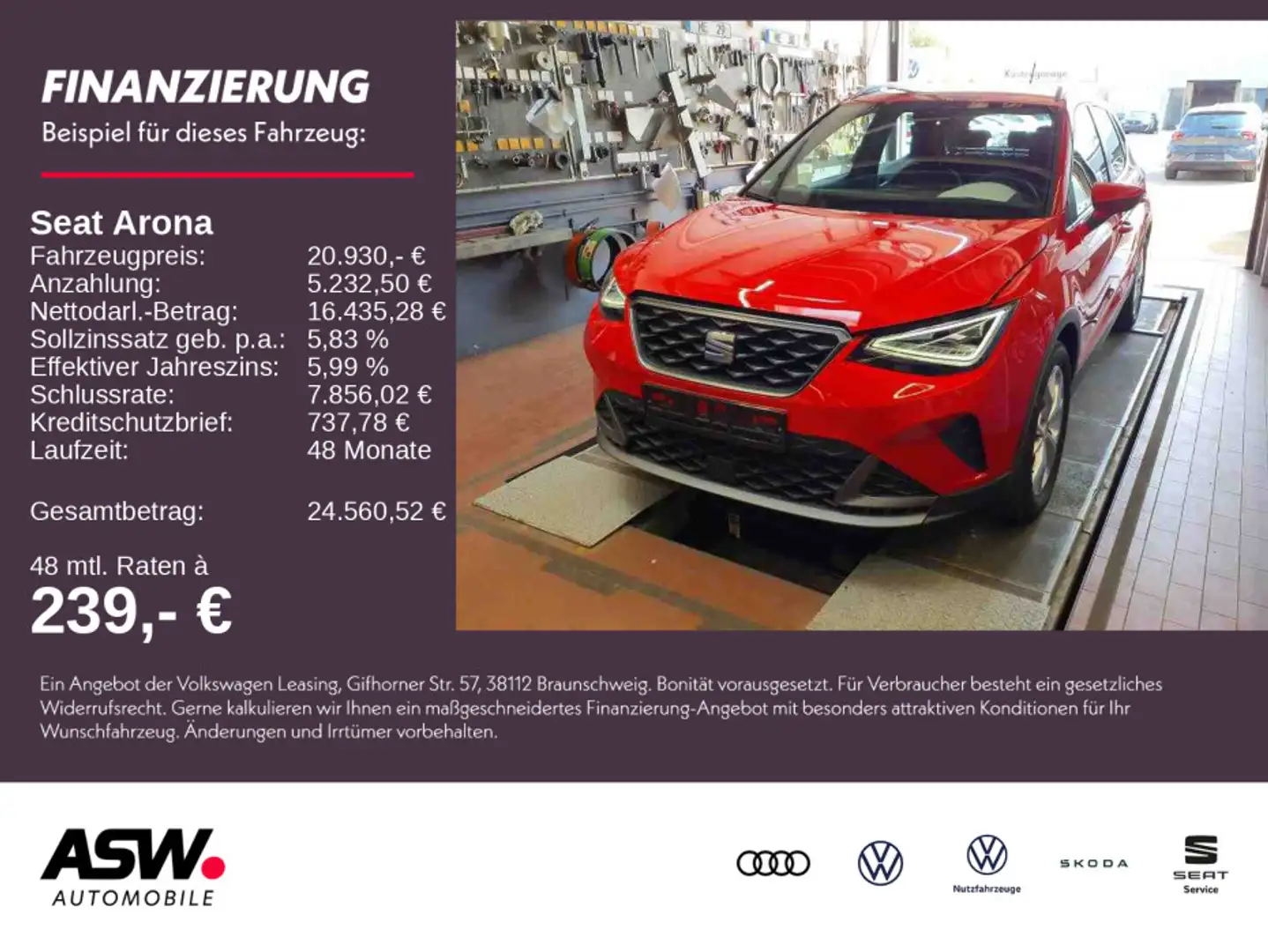 SEAT Arona FR-Line 1.0 TSI DSG LED Navi PDC Rot - 1