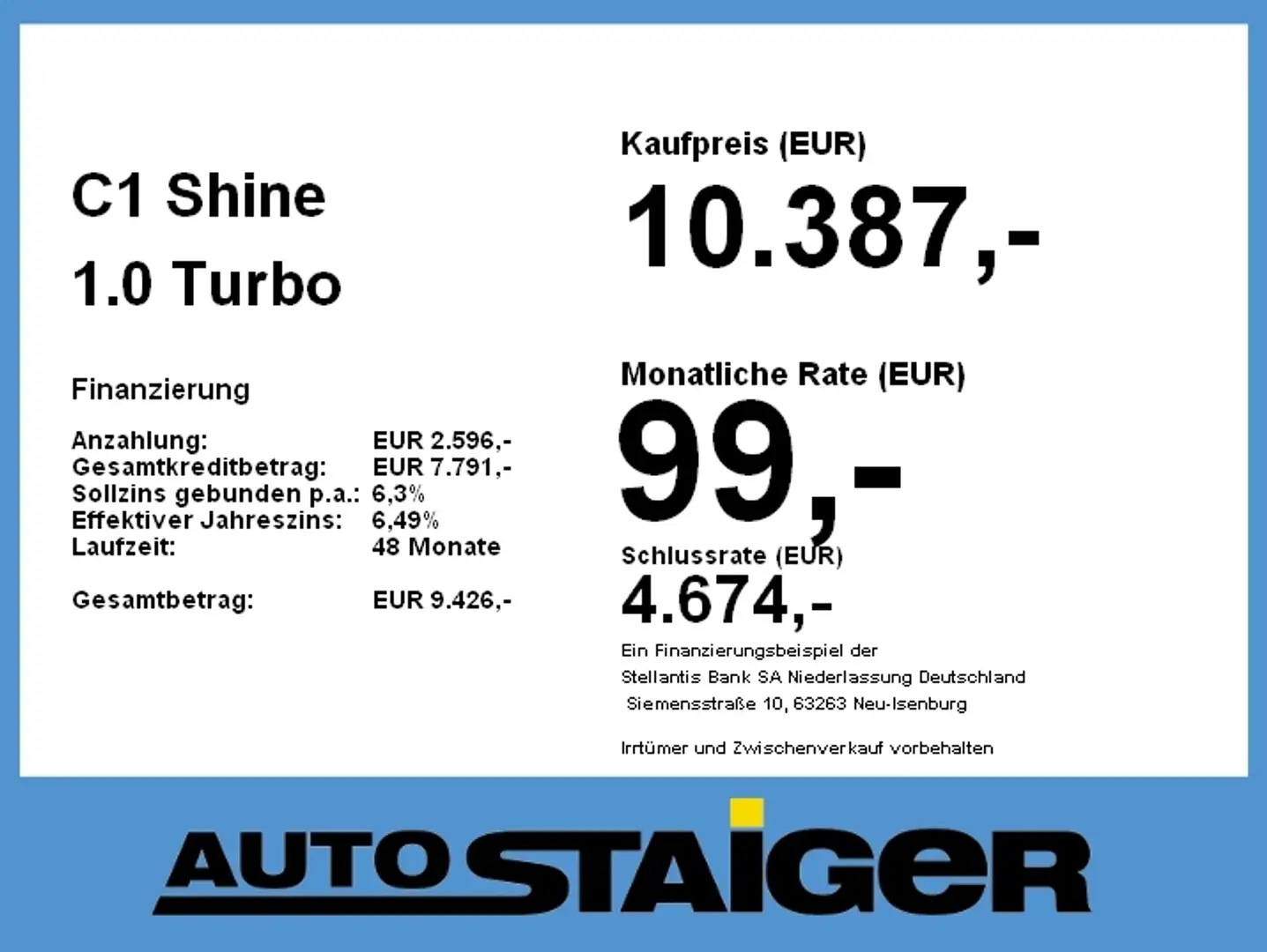 Citroen C1 Shine 1.0 *LM*Klima*Kamera*Sitzheizung* Blau - 2
