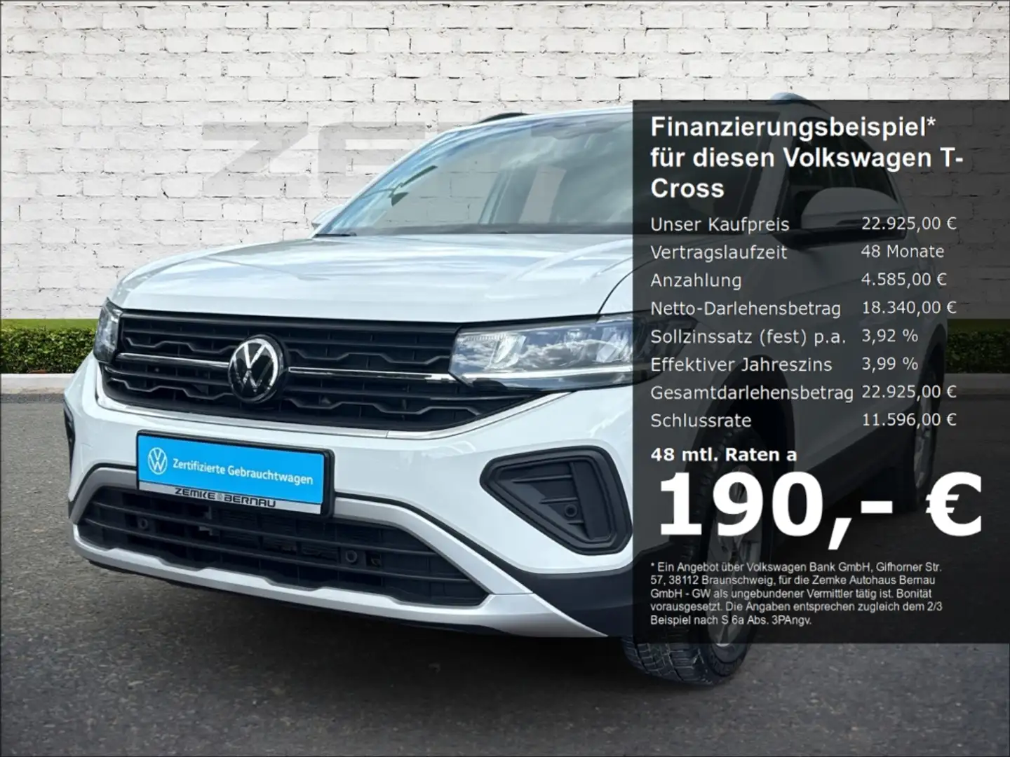 Volkswagen T-Cross 1.0 TSI Life Digitales Cockpit LED ACC Apple CarPl Blanco - 1
