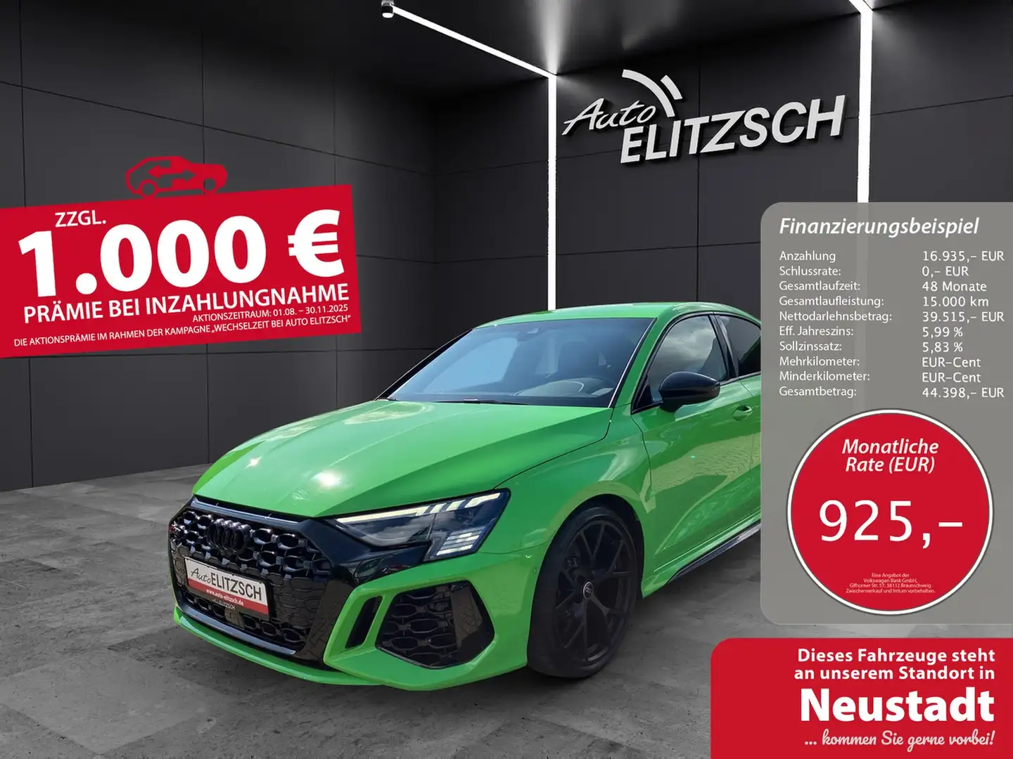 Audi RS3 RS 3 Lim. TFSI quattro Matrix ACC SHZ PDC NAVI ... Grün - 1