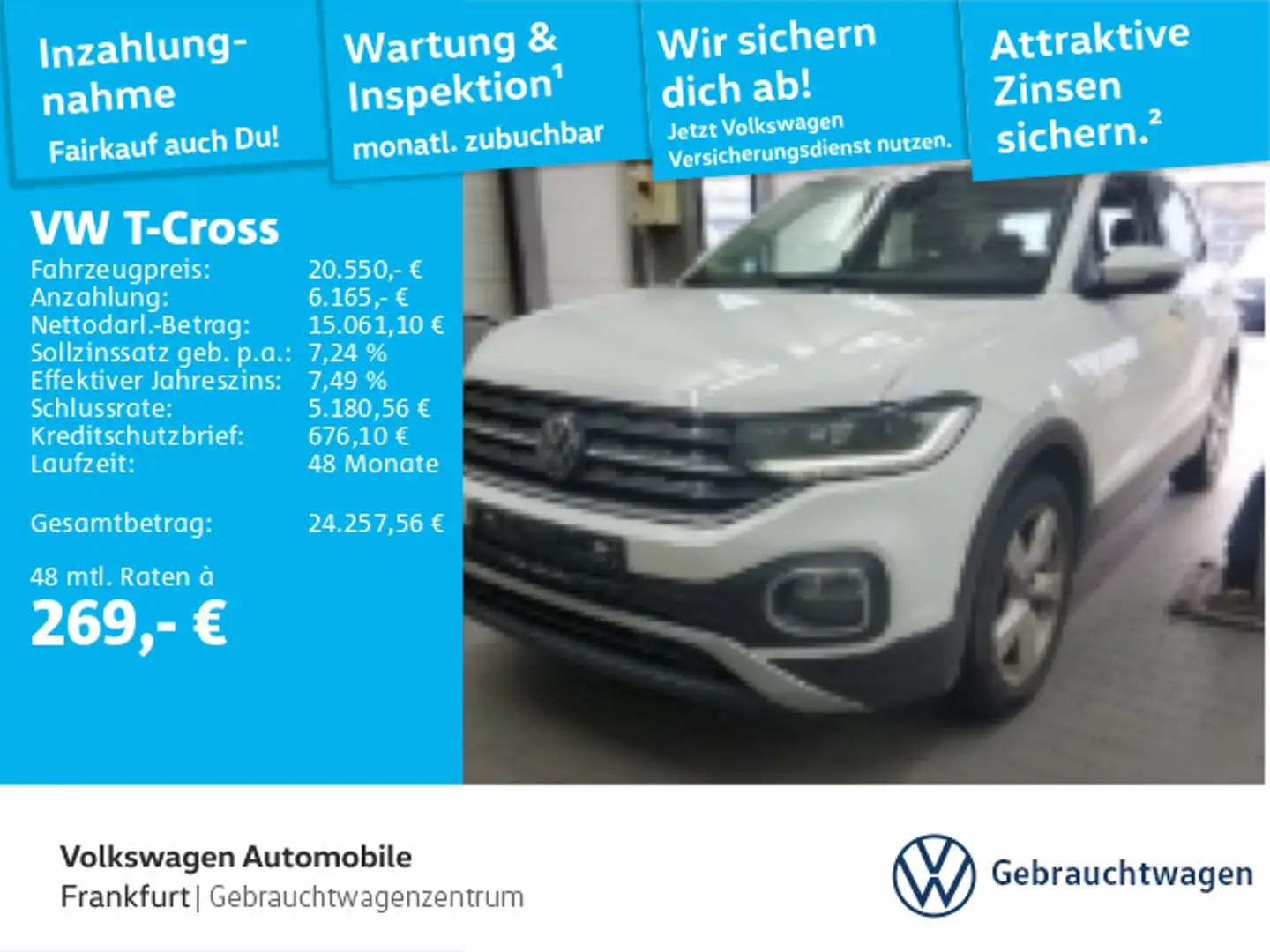 Volkswagen T-Cross 1.0 TSI DSG Style Navi LED DAB+ FrontAss Weiß - 1