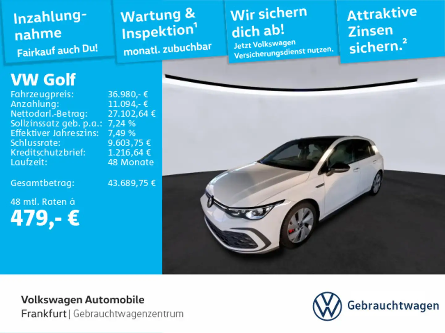 Volkswagen Golf VIII 2.0 TDI GTD DSG IQ.Light Navi Standhei Weiß - 1