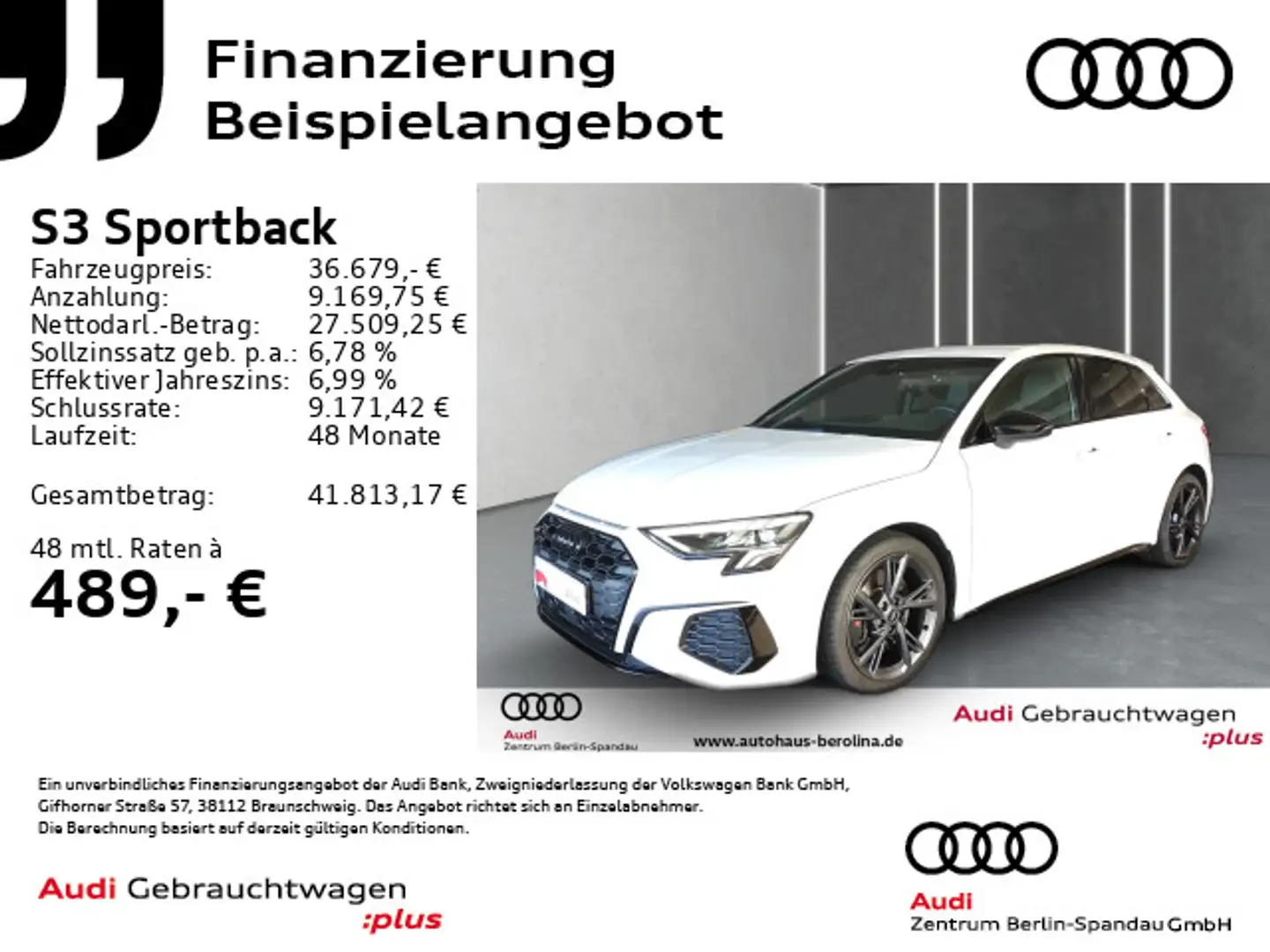 Audi S3 *B&O*NAV+*Opt.-Schwarz+*Virt.C+* Weiß - 1