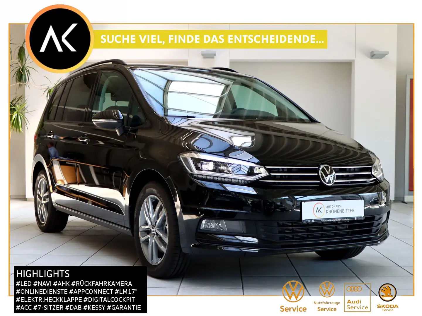 Volkswagen Touran 1.5 TSI CL Edition DSG 150PS-AHK 7-Sitzer Navi LED Zwart - 1
