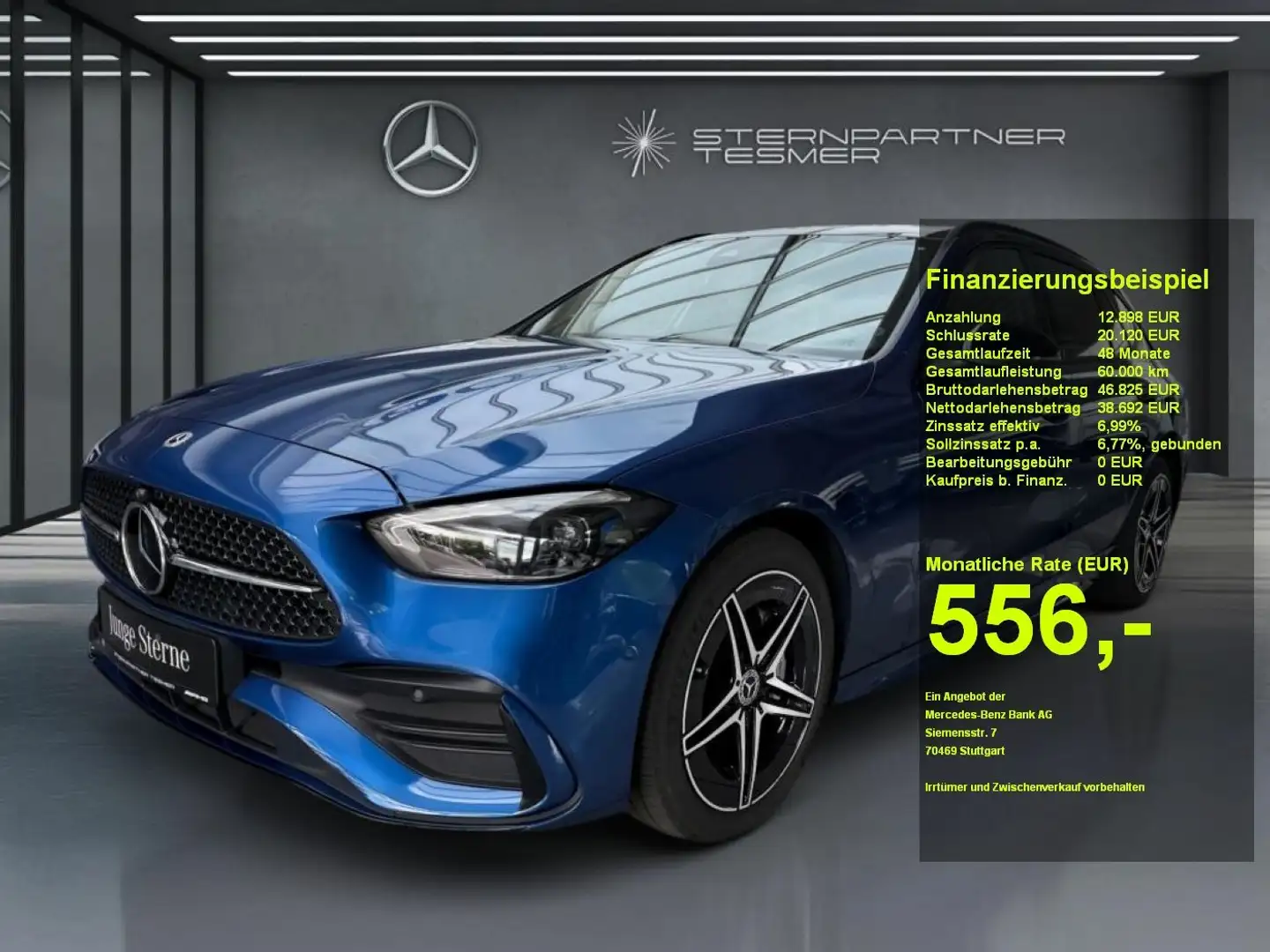Mercedes-Benz C 300 de 4M T AMG+DISTR.+NIGHT+PANO+KAMERA+AHK+H Blau - 1
