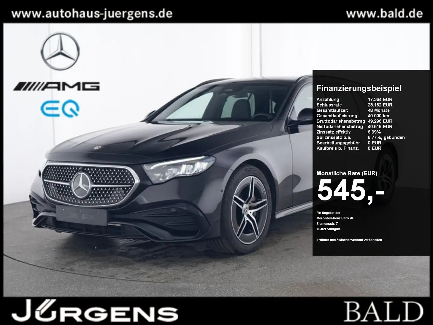 Mercedes-Benz E 300 de T-Modell +AMG+LED+MBUX+Pano+Navi+AHK Zwart - 1