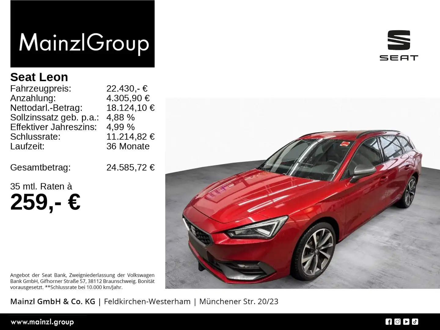 SEAT Leon ST 1.4 e-Hybrid DSG FR Navi SHZ Kamera ACC Rot - 1