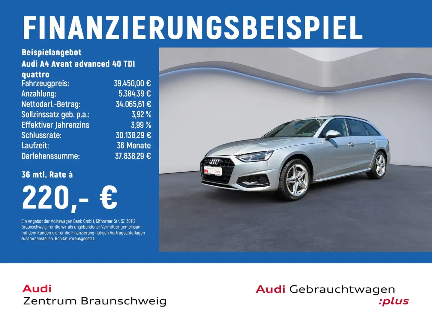 Audi A4 Avant advanced 40 TDI quattro RearView+NAVI+SHZ Silber - 2