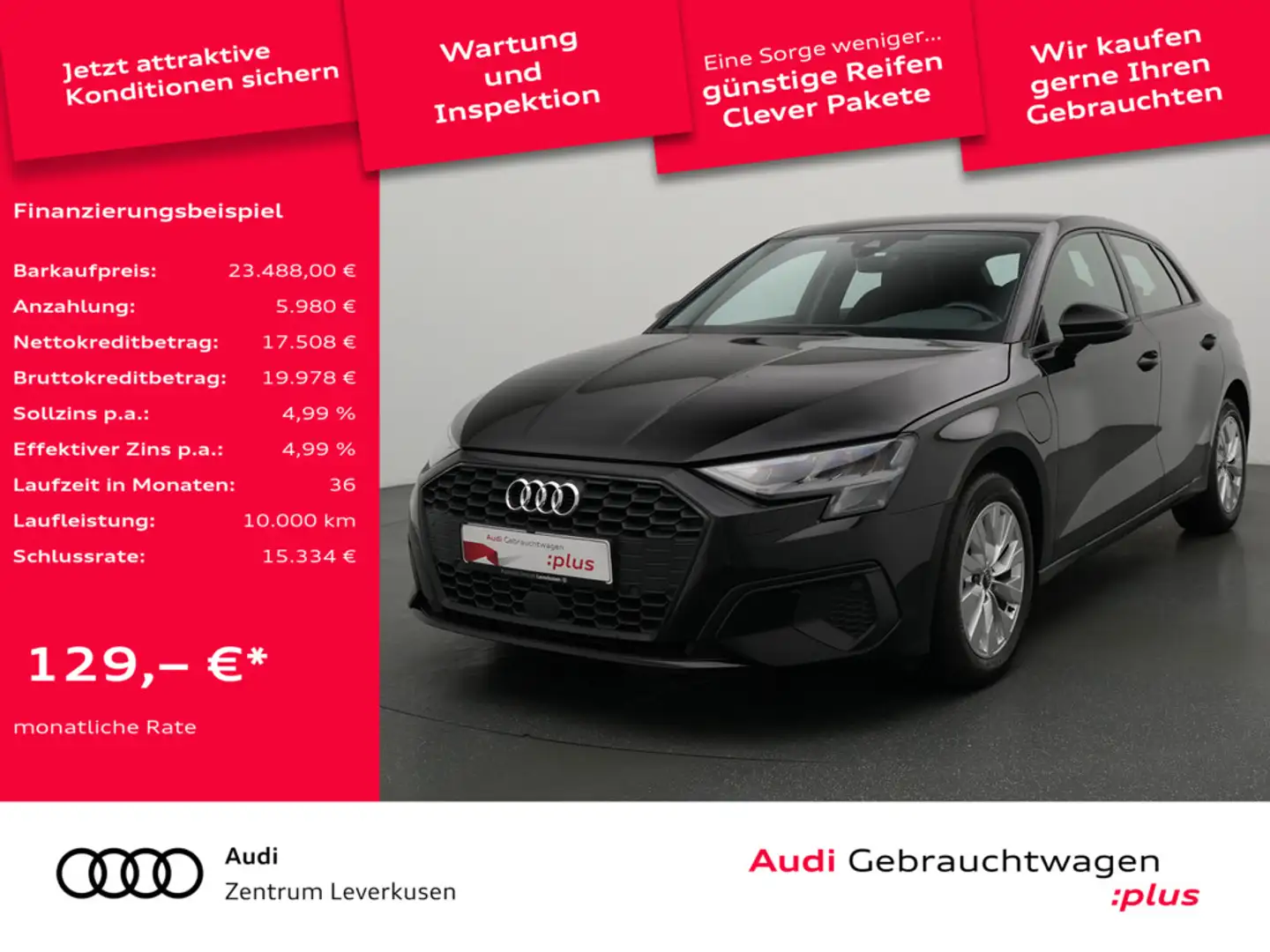 Audi A3 Sportback e S-TRON ACC AHK VIRT SHZ CARPLA Schwarz - 1