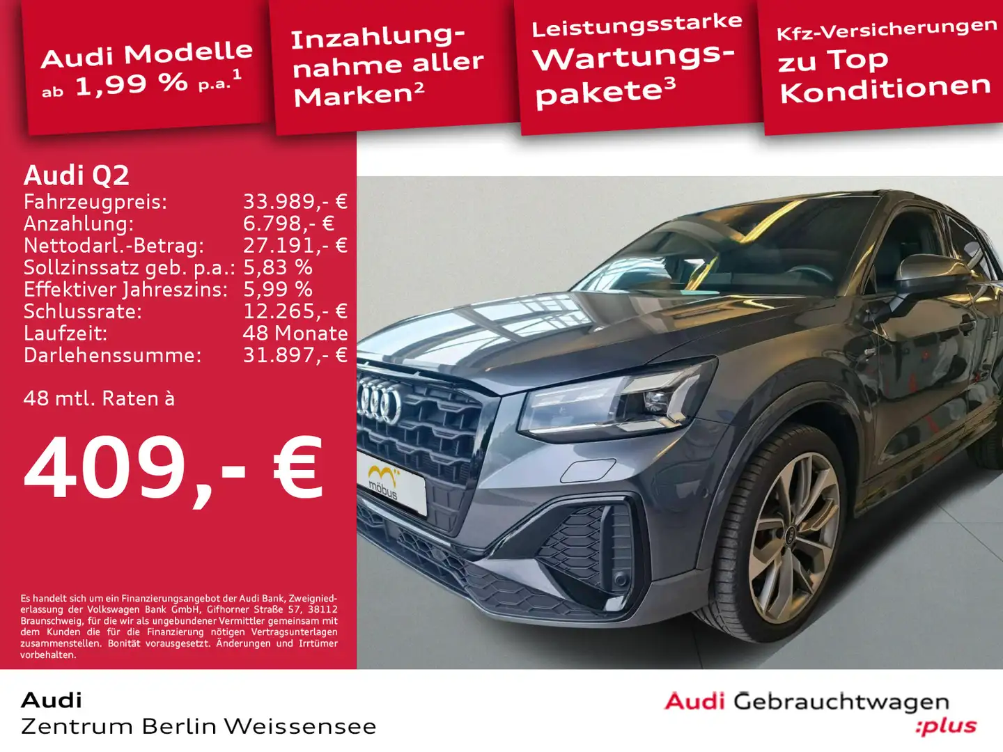 Audi Q2 40 TFSI S-TRO*QUA*S-LINE*PANO*SONOS*MATRIX*** Grau - 1