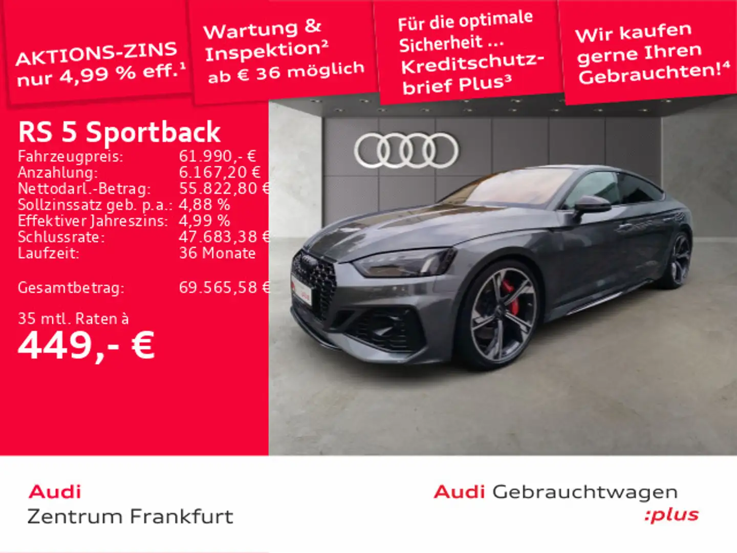 Audi RS5 RS5 Sportback tiptronic Laser B&O ACC Massage Pa Grau - 1