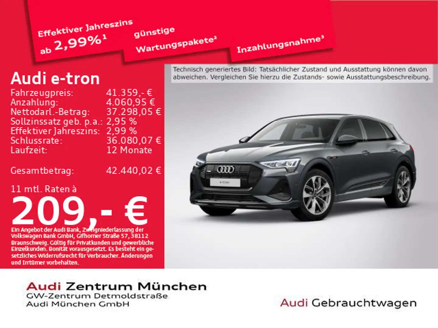 Audi e-tron 50 qu. 2x S line AHK/Kamera Grau - 1