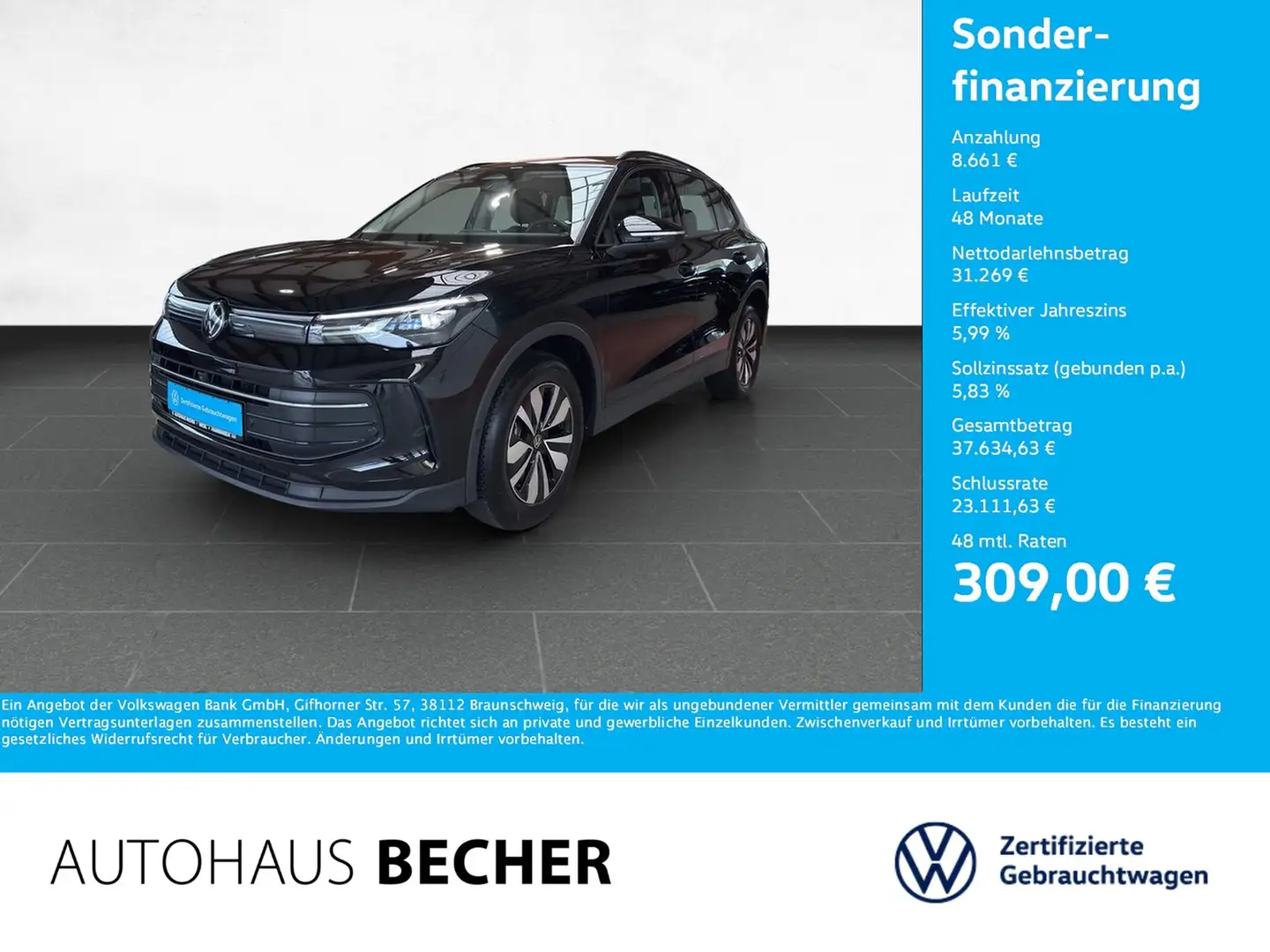 Volkswagen Tiguan Life 2.0 TDI DSG /AHK/Sitzhz/Rückfahrkam Schwarz - 1