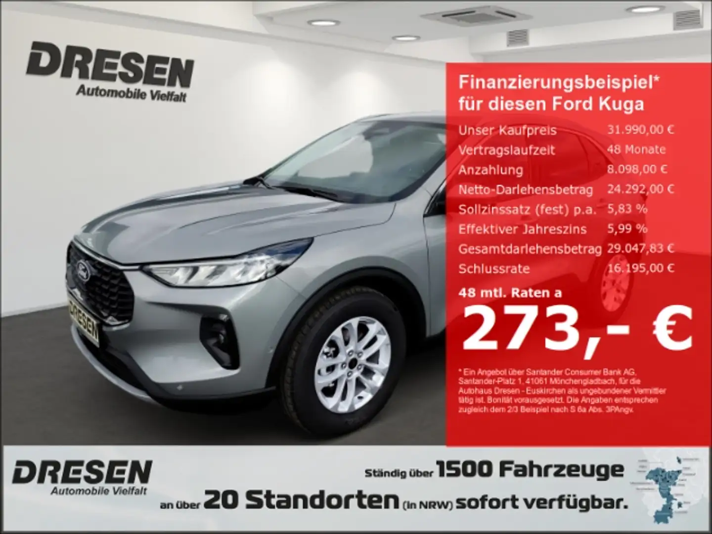 Ford Kuga 1.5 Titanium LED Scheinwerfer/Rückfahrkamera/Navi Silber - 1