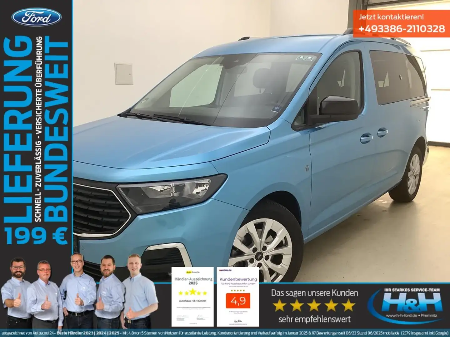 Ford Tourneo Grand Tourneo Connect 2.0 Aut Titanium ACC+AHK Bleu - 1