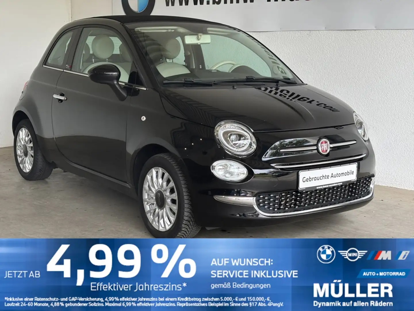 Fiat 500C 500 C 0.9 Dualogic Lounge KlimaA/PDC/Connect Klima Schwarz - 1