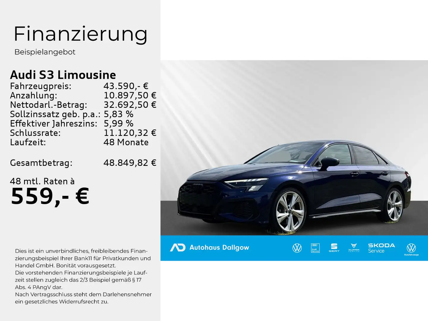 Audi S3 TFSI 228(310) kW(PS) S tronic Blau - 2