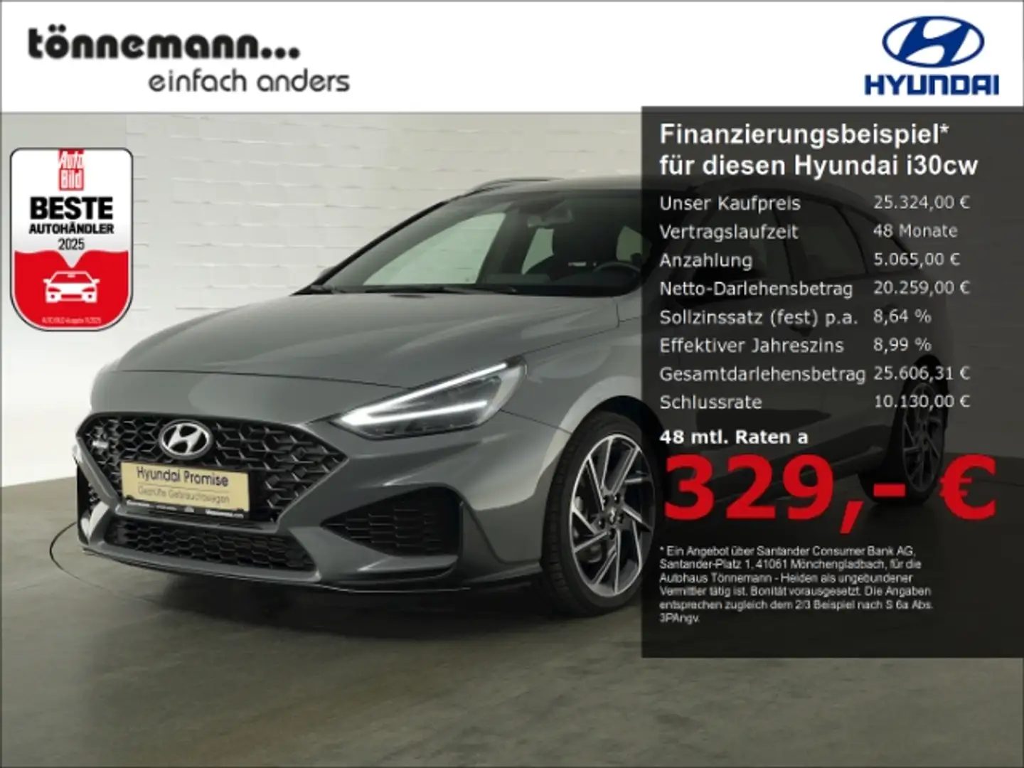 Hyundai i30 T-GDI N-LINE 48V DCT+VOLL LED+NAVI+RÜCKFAHRKAMERA+ Grau - 1