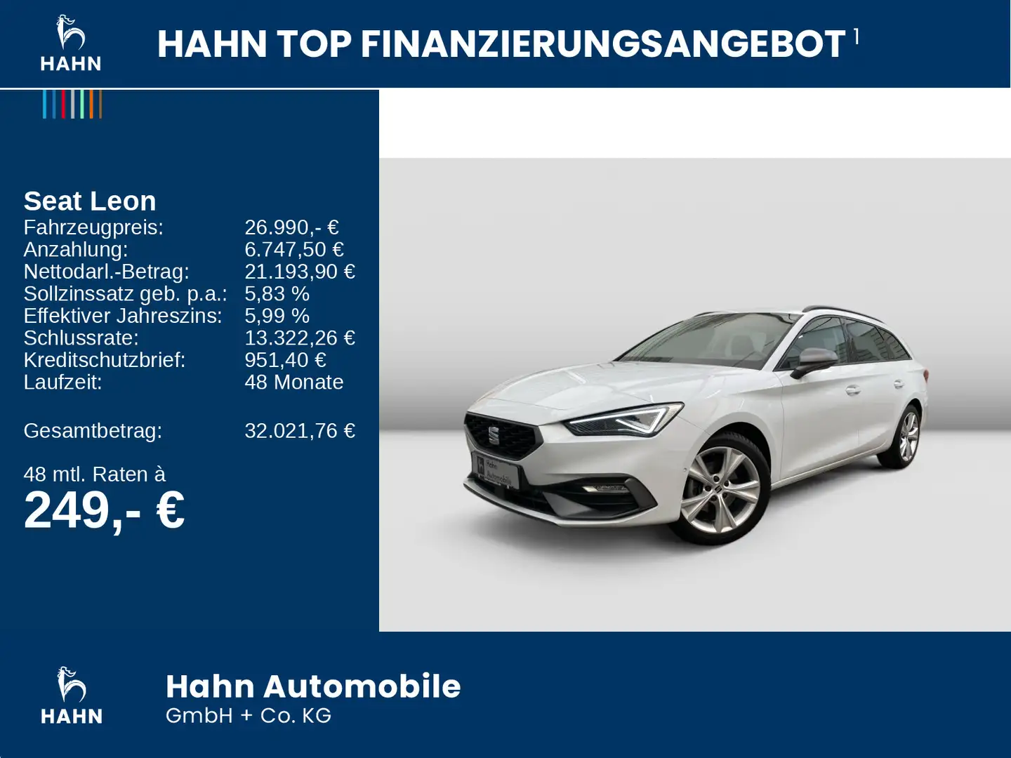 SEAT Leon Sportstourer 1.5eTSI DSG FR Matrix Navi ACC Weiß - 2