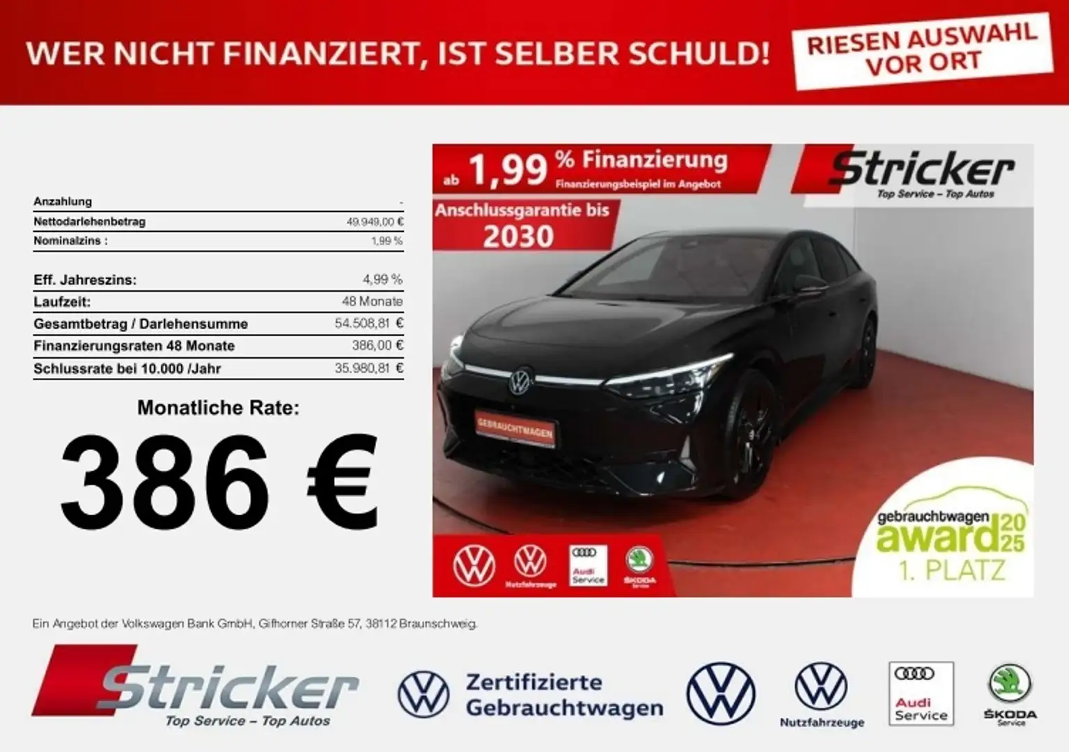 Volkswagen ID.7 GTX 250/86 413,-ohne Anzahlung Ergo-Active H&K AH Schwarz - 1