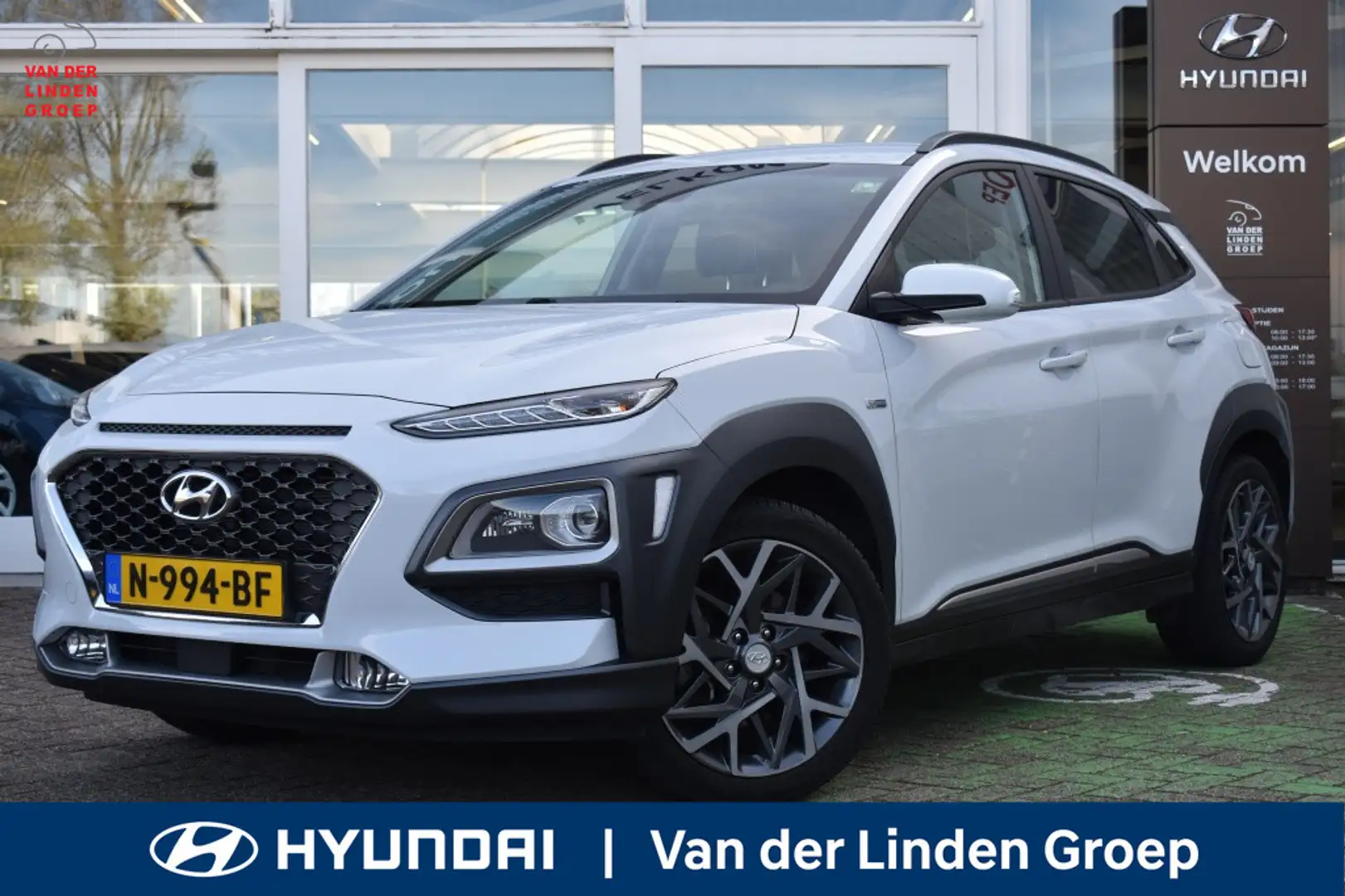 Hyundai KONA 1.6 GDI HEV Fashion | Trekhaak | Half leder | 18" Blanc - 1