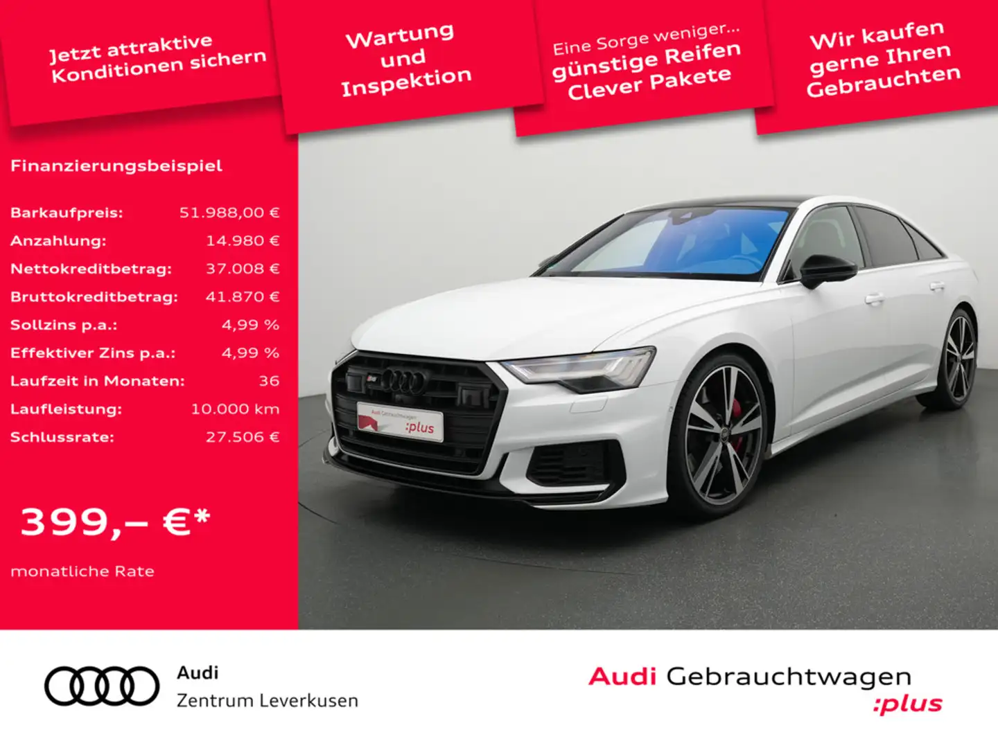 Audi S6 PANO ACC AHK RAUTE B&O MATRIX 360° LEDER Schwarz - 1
